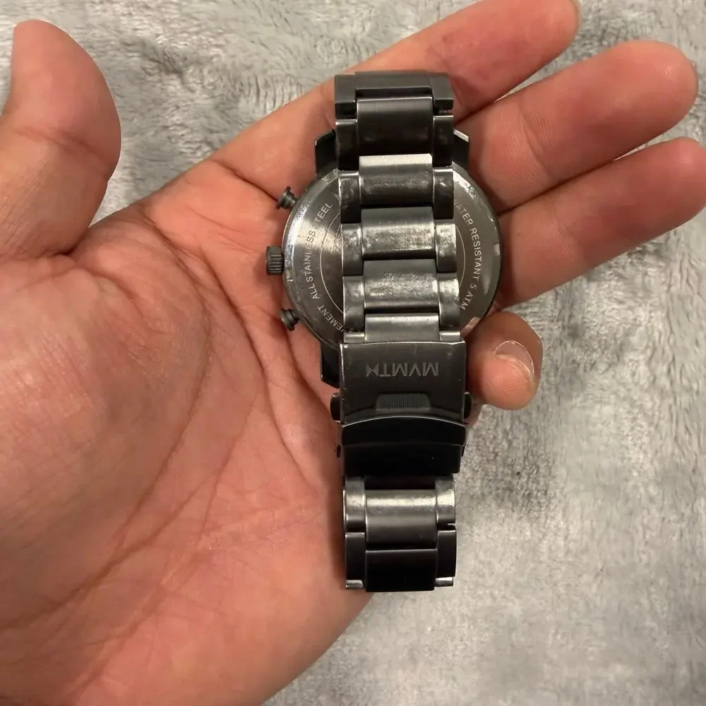 MVMT Chrono Mens Watch Black Gunmetal Stainless Steel Chronograph Needs Battery
